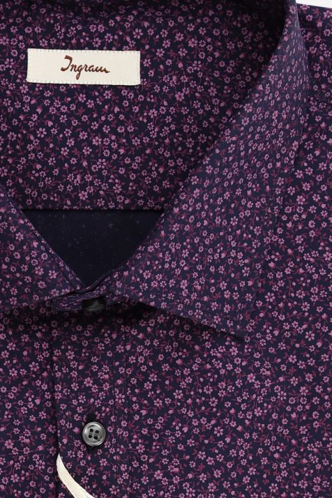 Camicia Uomo Ingram Classic Fantasia 100% cotone collo Francese Manica lunga