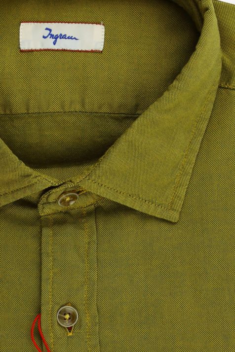 Camicia Uomo Ingram Slim Tinta unita 100% cotone collo Italiano Manica lunga