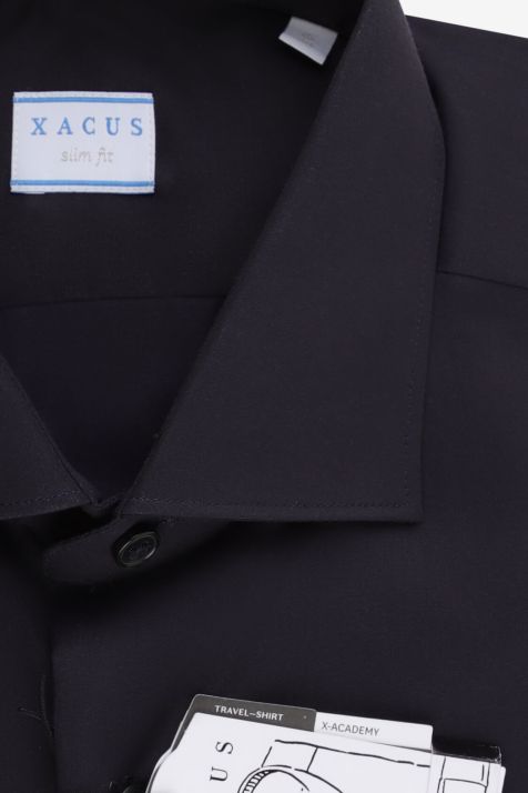Camicia Uomo Xacus Slim No Stiro Tinta unita 100% cotone collo Francese Manica lunga