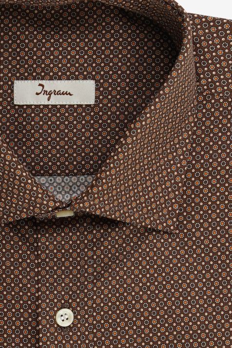 Camicia Uomo Ingram Classic Micro disegno 100% cotone collo Francese Manica lunga