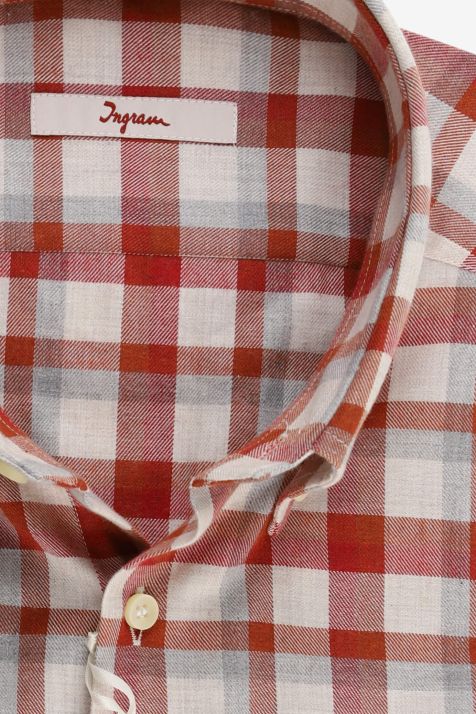 Camicia Uomo Ingram Regular Quadri 100% cotone collo Button down Manica lunga