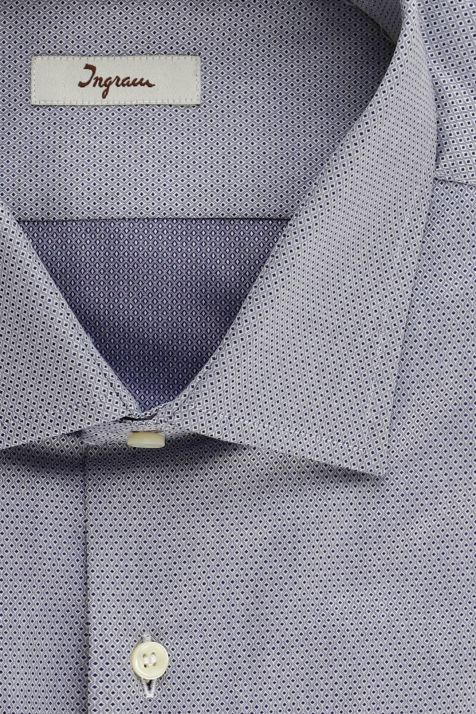 Camicia Uomo Ingram Slim Micro disegno 100% cotone collo Francese Manica lunga