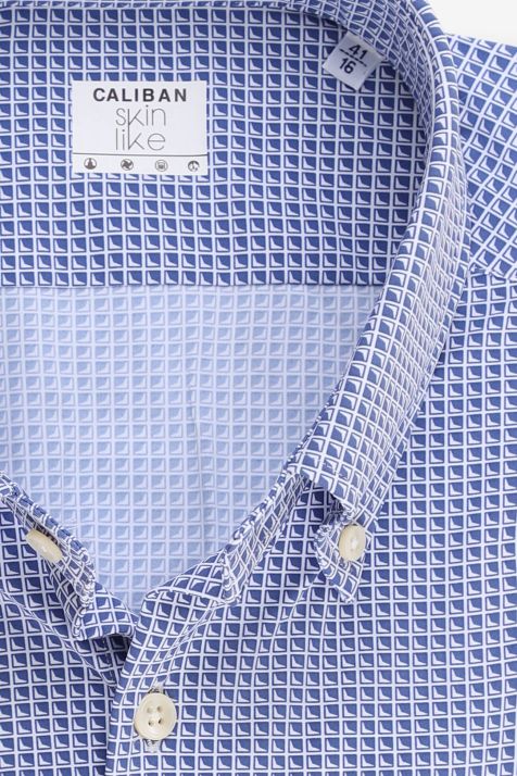 Camicia Uomo Caliban Regular Micro disegno 73% pa 27% ea collo Button down Manica lunga