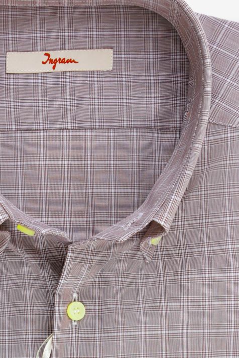 Camicia Uomo Ingram Regular Quadri 100% cotone collo Button down Manica lunga