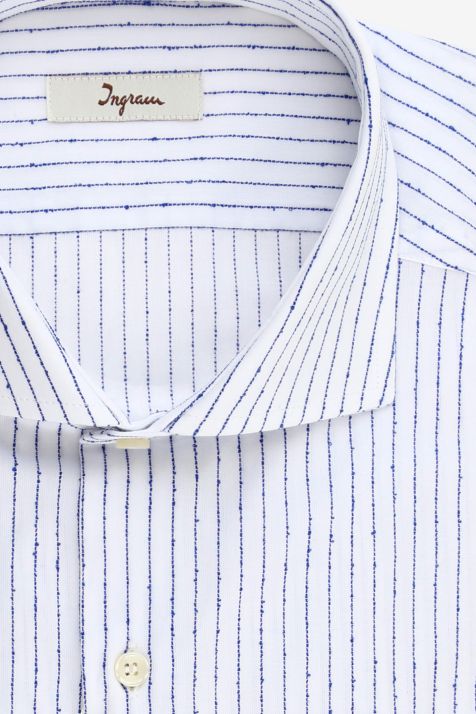 Camicia Uomo Ingram Regular Righe 100% cotone collo Francese Manica lunga