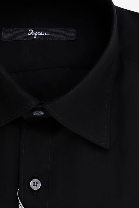 Camicia Uomo Ingram Slim Tinta unita 100% cotone collo Italiano Manica lunga