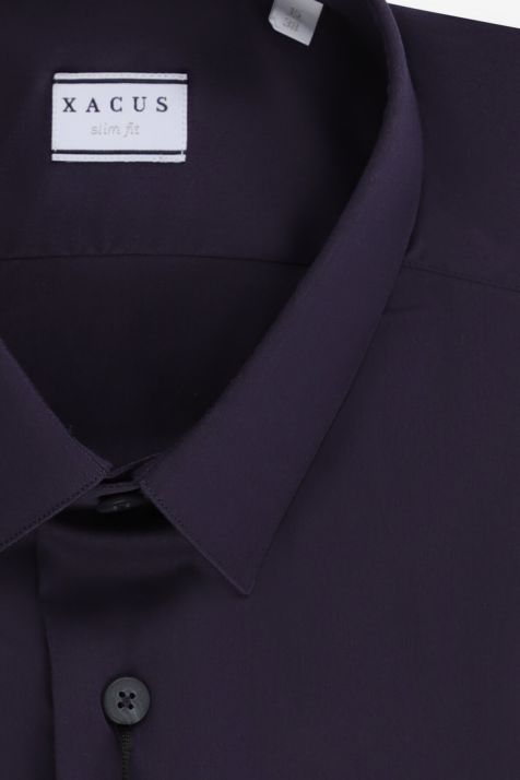 Camicia Uomo Xacus Slim Tinta unita 78% cotone 187% pli 4% elastane collo Italiano Manica lunga