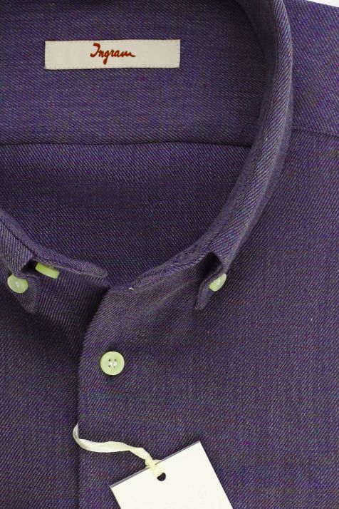 Camicia Uomo Ingram Regular Tinta unita 45% cotone 15% viscosa 30% lana 10% nylon collo Button down Manica lunga