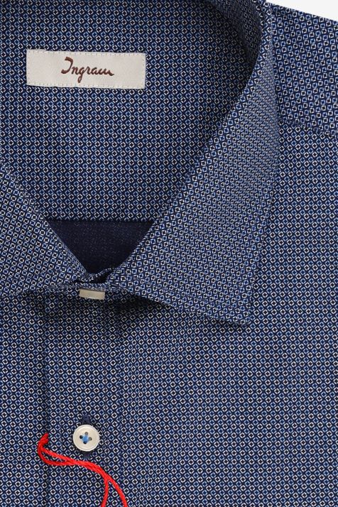 Camicia Uomo Ingram Classic Micro disegno 100% cotone collo Francese Manica lunga