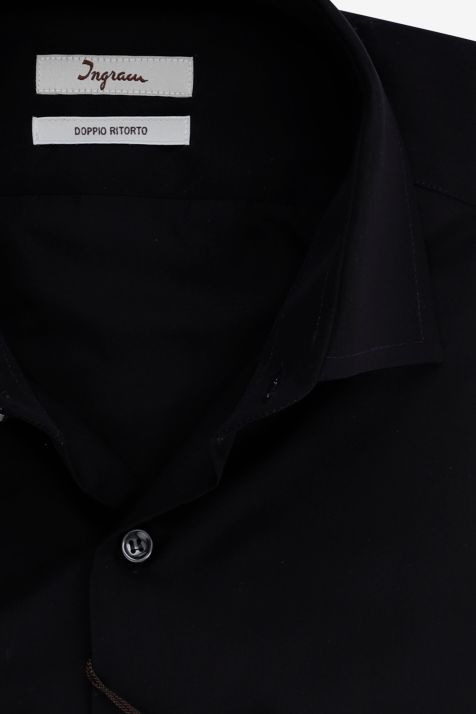 Camicia Uomo Ingram Slim Tinta unita 100% cotone collo Italiano Manica lunga