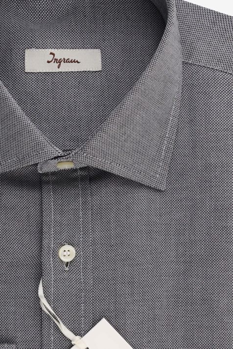 Camicia Uomo Ingram Classic Micro disegno 100% cotone collo Francese Manica lunga