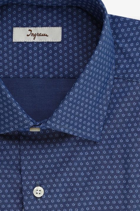 Camicia Uomo Ingram Regular Micro disegno 100% cotone collo Francese Manica lunga