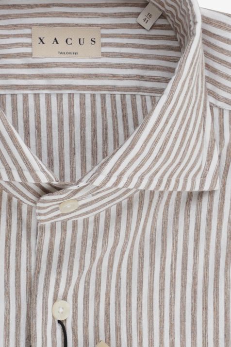 Camicia Uomo Xacus Regular Righe . collo Italiano Manica lunga