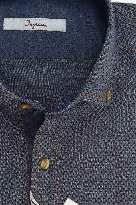 Camicia Uomo Ingram Classic Micro disegno 100% cotone collo Button down Manica lunga
