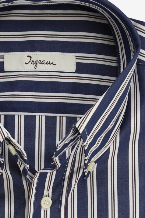 Camicia Uomo Ingram Classic Righe 100% cotone collo Button down Manica lunga