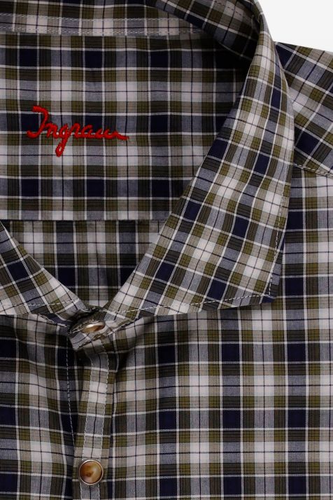 Camicia Uomo Ingram Slim Quadri 100% cotone collo Francese Manica lunga