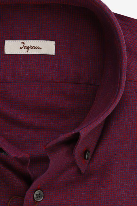 Camicia Uomo Ingram Regular Micro disegno 100% cotone collo Button down Manica lunga