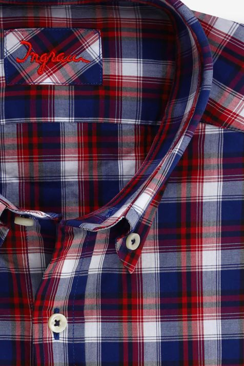 Camicia Uomo Ingram Regular Quadri 100% cotone collo Button down Manica lunga