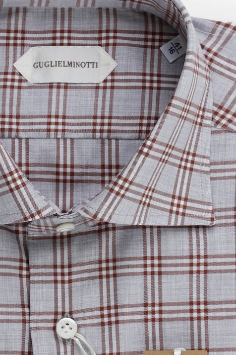 Camicia Uomo Guglielminotti Regular Quadri 100% cotone collo Francese Manica lunga
