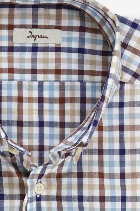 Camicia Uomo Ingram Regular Quadri 100% cotone collo Button down Manica lunga