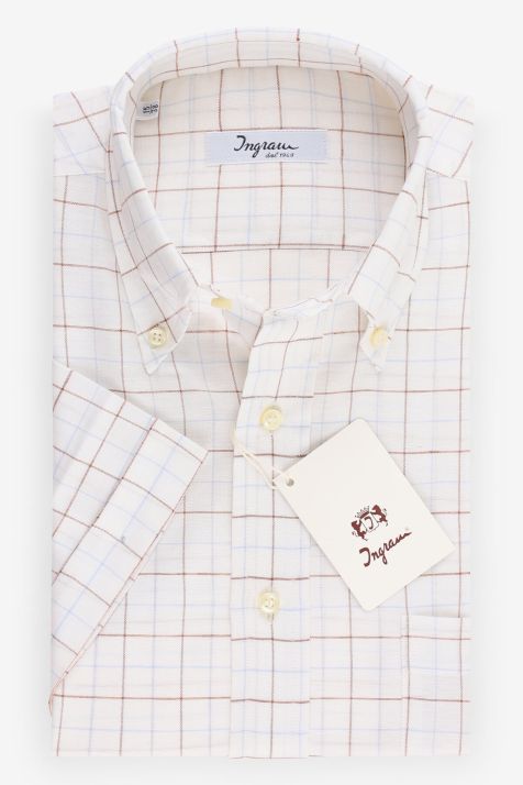 Camicia Uomo Ingram Regular Quadri 100% cotone collo Button down Manica corta
