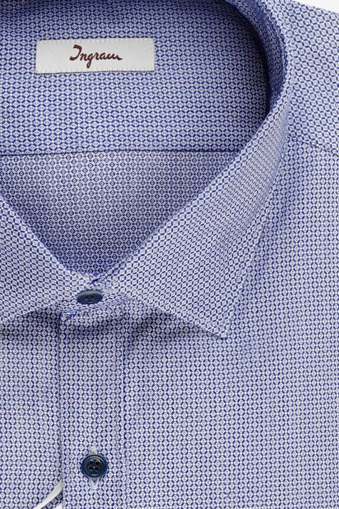 Camicia Uomo Ingram Slim Micro disegno 100% cotone collo Francese Manica lunga