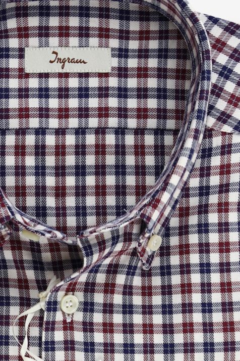 Camicia Uomo Ingram Regular Quadri 100% cotone collo Button down Manica lunga