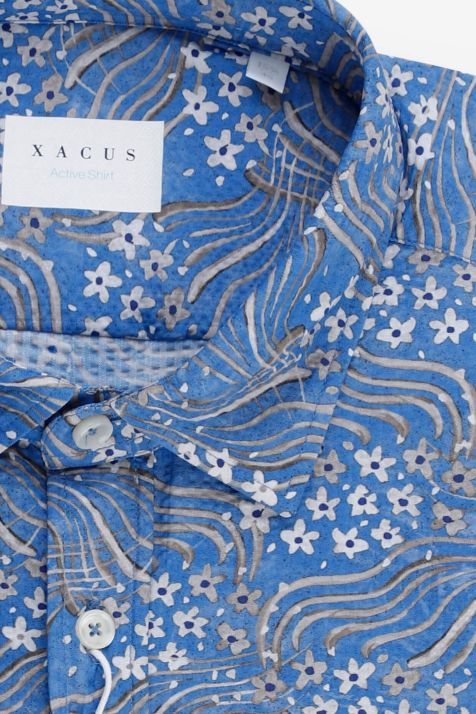 Camicia Uomo Xacus Regular Fantasia 86% poliammide 14% elastan  collo Italiano Manica corta