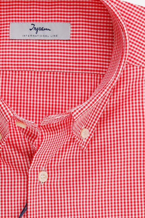 Camicia Uomo Ingram Regular Quadri 100% cotone collo Button down Manica lunga