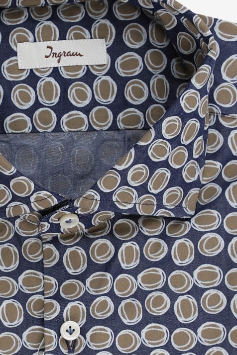 Camicia Uomo Ingram Slim Fantasia 100% cotone collo Francese Manica lunga