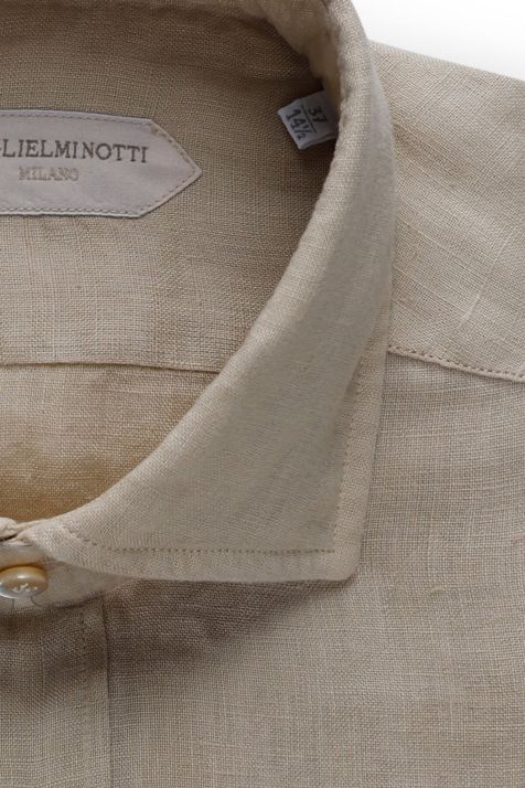 Camicia Uomo Guglielminotti Regular Tinta unita 100% lino collo Francese Manica lunga