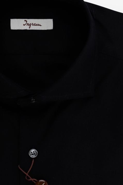 Camicia Uomo Ingram Slim Tinta unita 97% cotone 3% elastan collo Francese Manica lunga