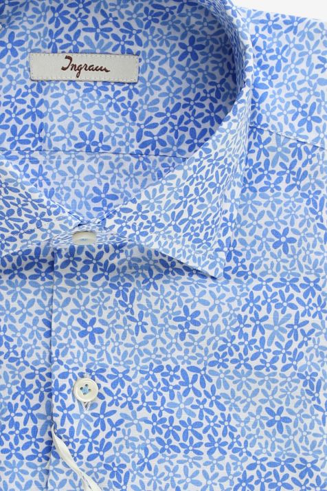 Camicia Uomo Ingram Slim Fantasia 100% cotone collo Francese Manica lunga