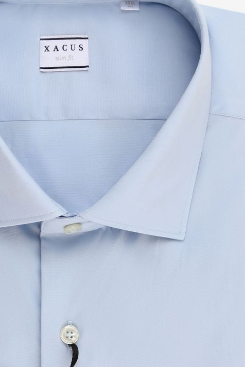 Camicia Uomo Xacus Slim Tinta unita 100% cotone collo Francese Manica lunga