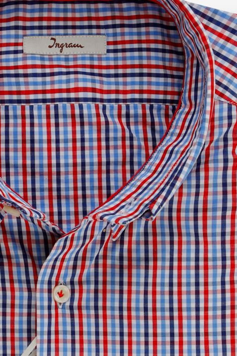 Camicia Uomo Ingram Slim Quadri 100% cotone collo Button down Manica lunga