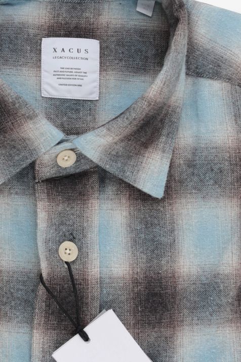 Camicia Uomo Xacus Regular Quadri 100% cotone collo Francese Manica lunga