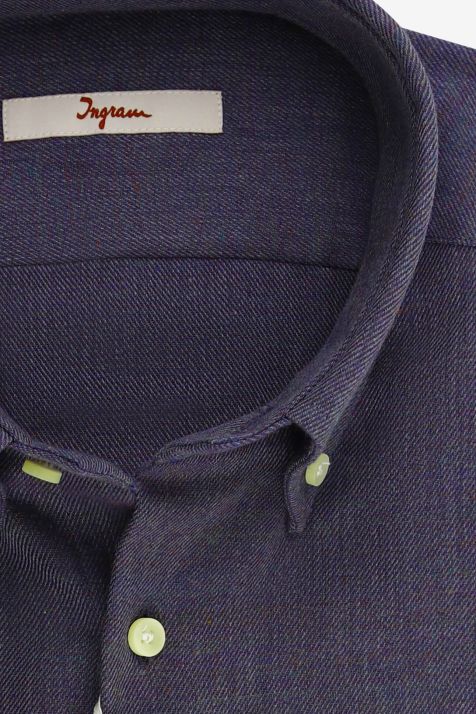 Camicia Uomo Ingram Regular Tinta unita 45% cotone 15% viscosa 30% lana 10% nylon collo Button down Manica lunga