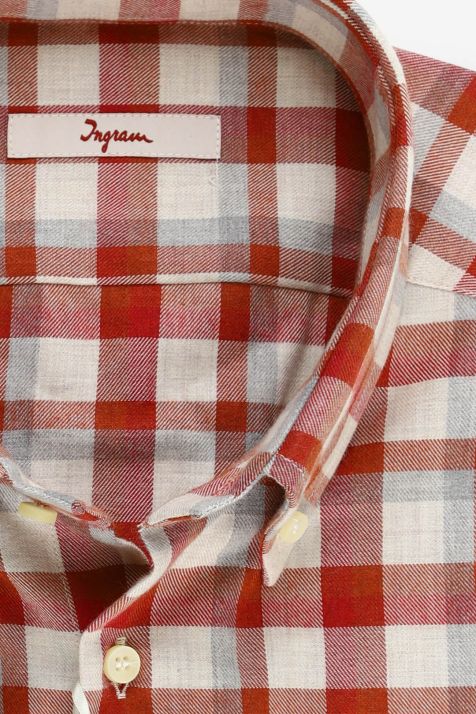 Camicia Uomo Ingram Regular Quadri 100% cotone collo Button down Manica lunga