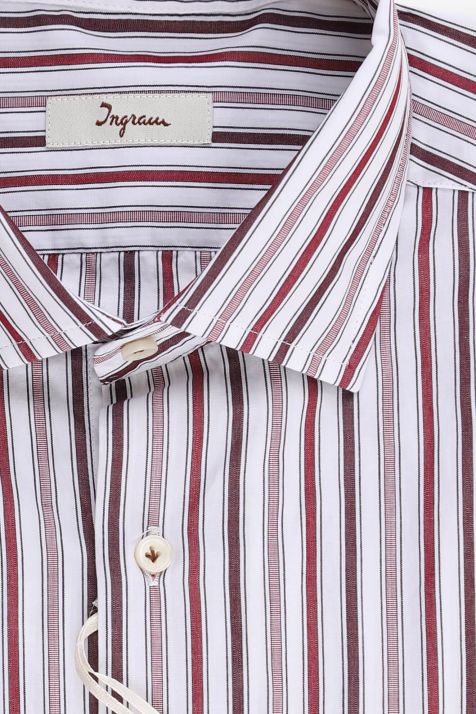 Camicia Uomo Ingram Regular Righe 100% cotone collo Francese Manica lunga