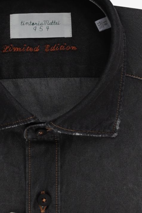 Camicia Uomo Tintoria Mattei Regular Tinta unita 100% cotone collo Francese Manica lunga