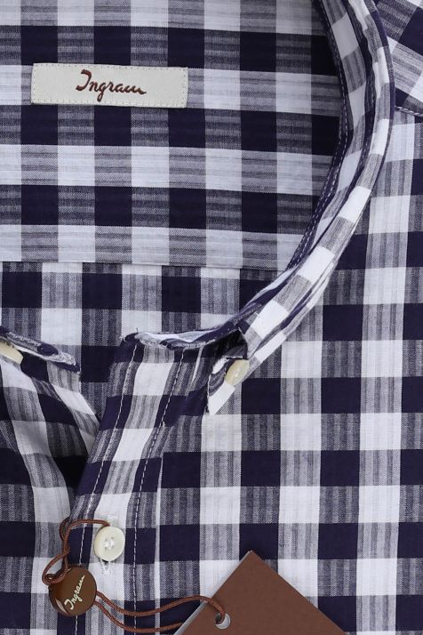 Camicia Uomo Ingram Classic Quadri 100% cotone collo Button down Manica corta