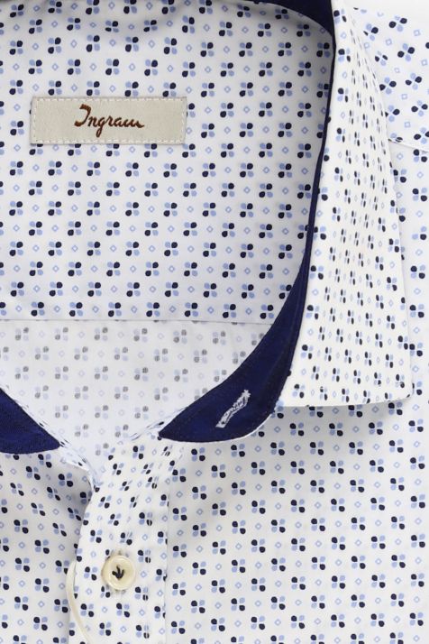 Camicia Uomo Ingram Classic Micro disegno 100% cotone collo Francese Manica lunga