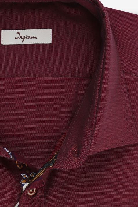 Camicia Uomo Ingram Slim Tinta unita 100% cotone collo Francese Manica lunga