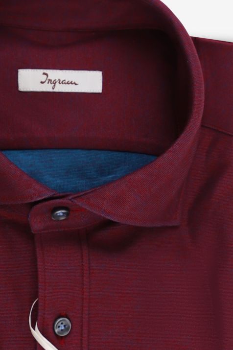 Camicia Uomo Ingram Slim Tinta unita 100% cotone collo Francese Manica lunga