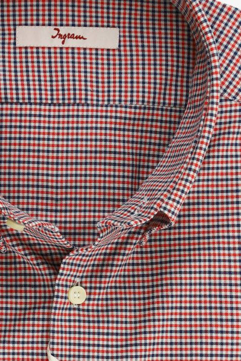 Camicia Uomo Ingram Slim Quadri 100% cotone collo Button down Manica lunga