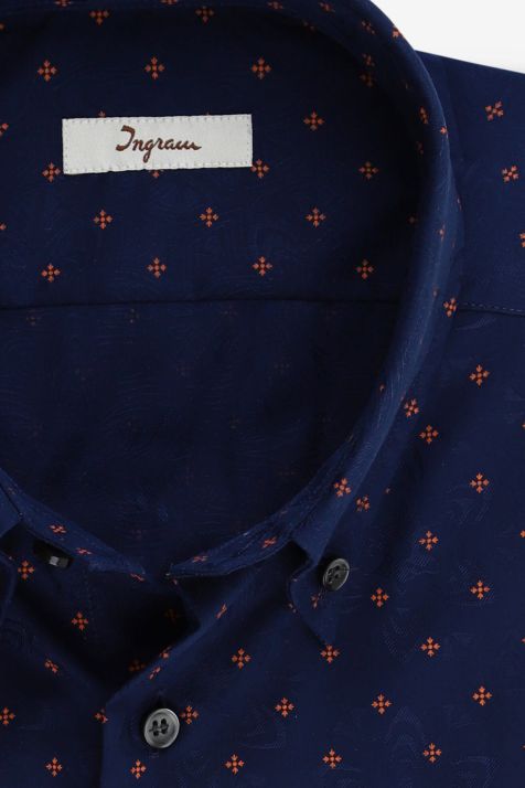 Camicia Uomo Ingram Regular Fantasia 100% cotone collo Button down Manica lunga