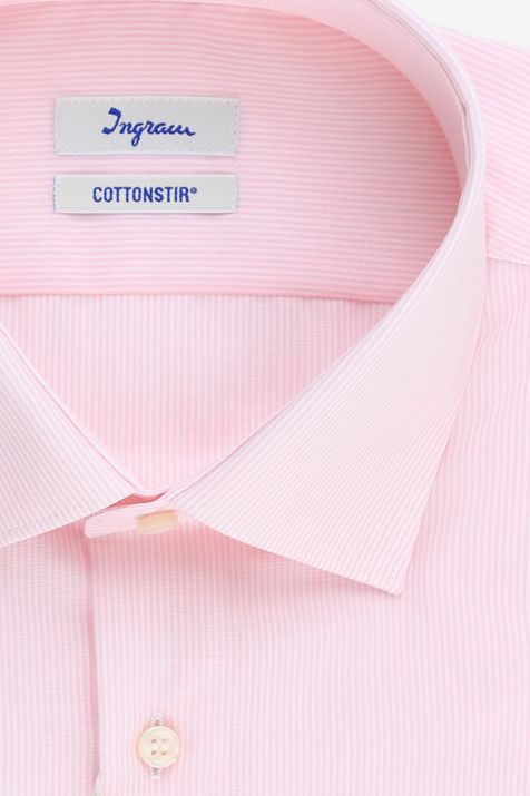 Camicia Uomo Ingram Slim No Stiro Righe 100% cotone collo Francese Manica lunga
