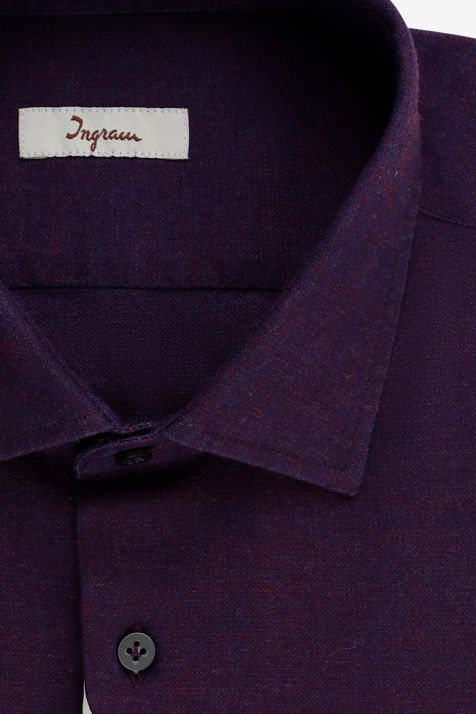 Camicia Uomo Ingram Slim Tinta unita 100% cotone collo Francese Manica lunga