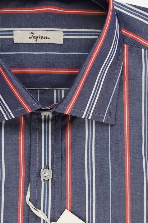 Camicia Uomo Ingram Classic Righe 100% cotone collo Francese Manica lunga