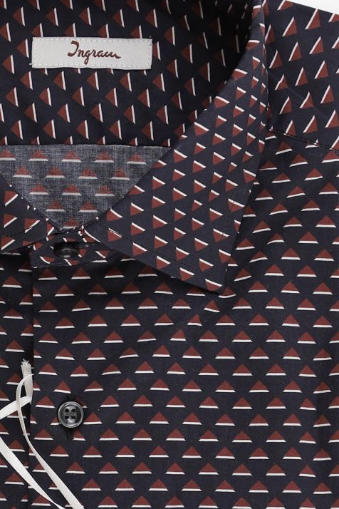 Camicia Uomo Ingram Slim Micro disegno 100% cotone collo Francese Manica lunga